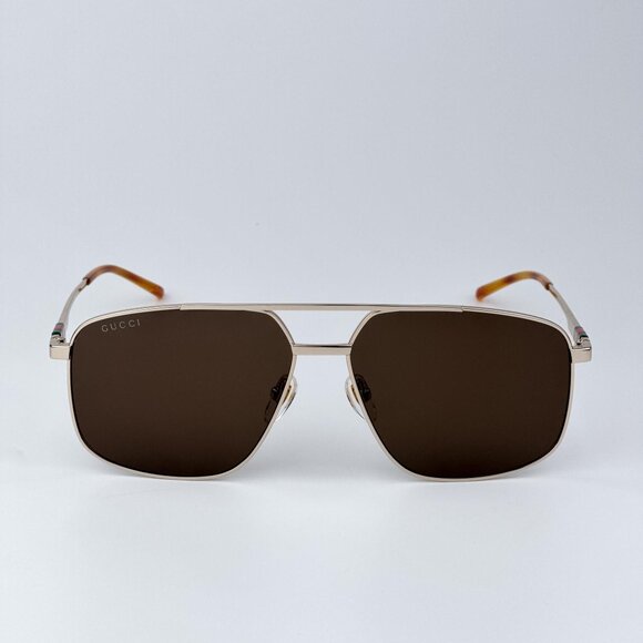 Gucci GG1676S 002 Men NAVIGATOR BRAND NEW Sunglasses Gold Brown Aviator - Picture 3 of 12